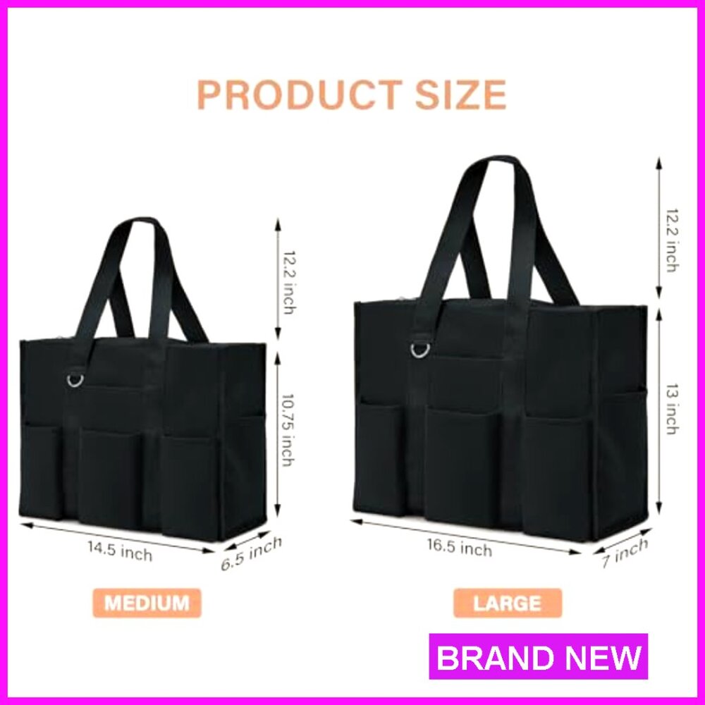 Large Waterproof Tote Bag with 12 Pockets Utility Work School Professional - Picture 5 of 7